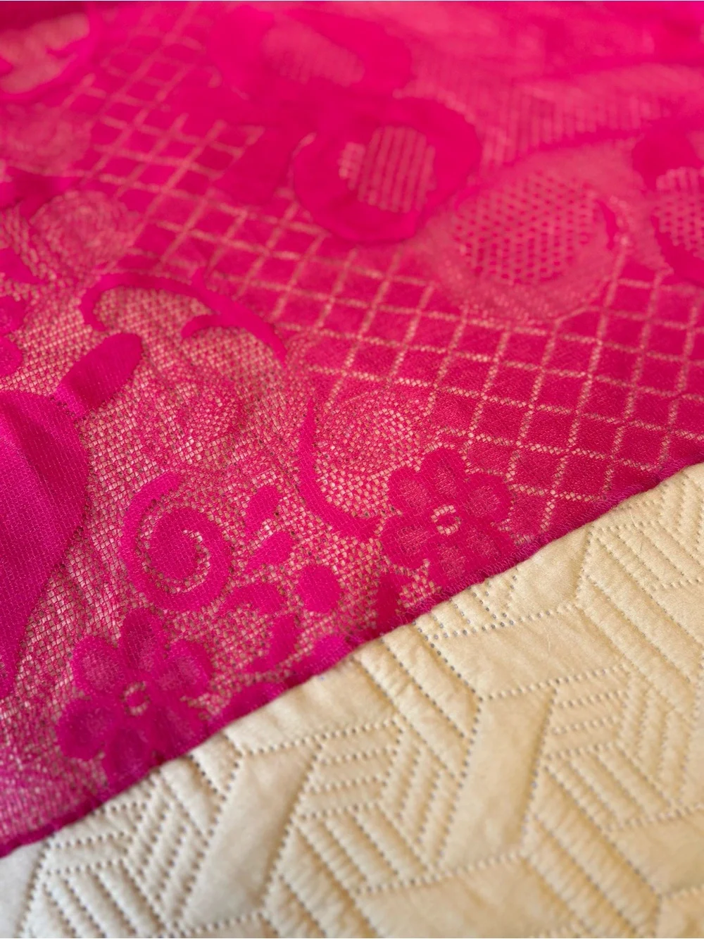 Vintage Red Lace Tablecloth